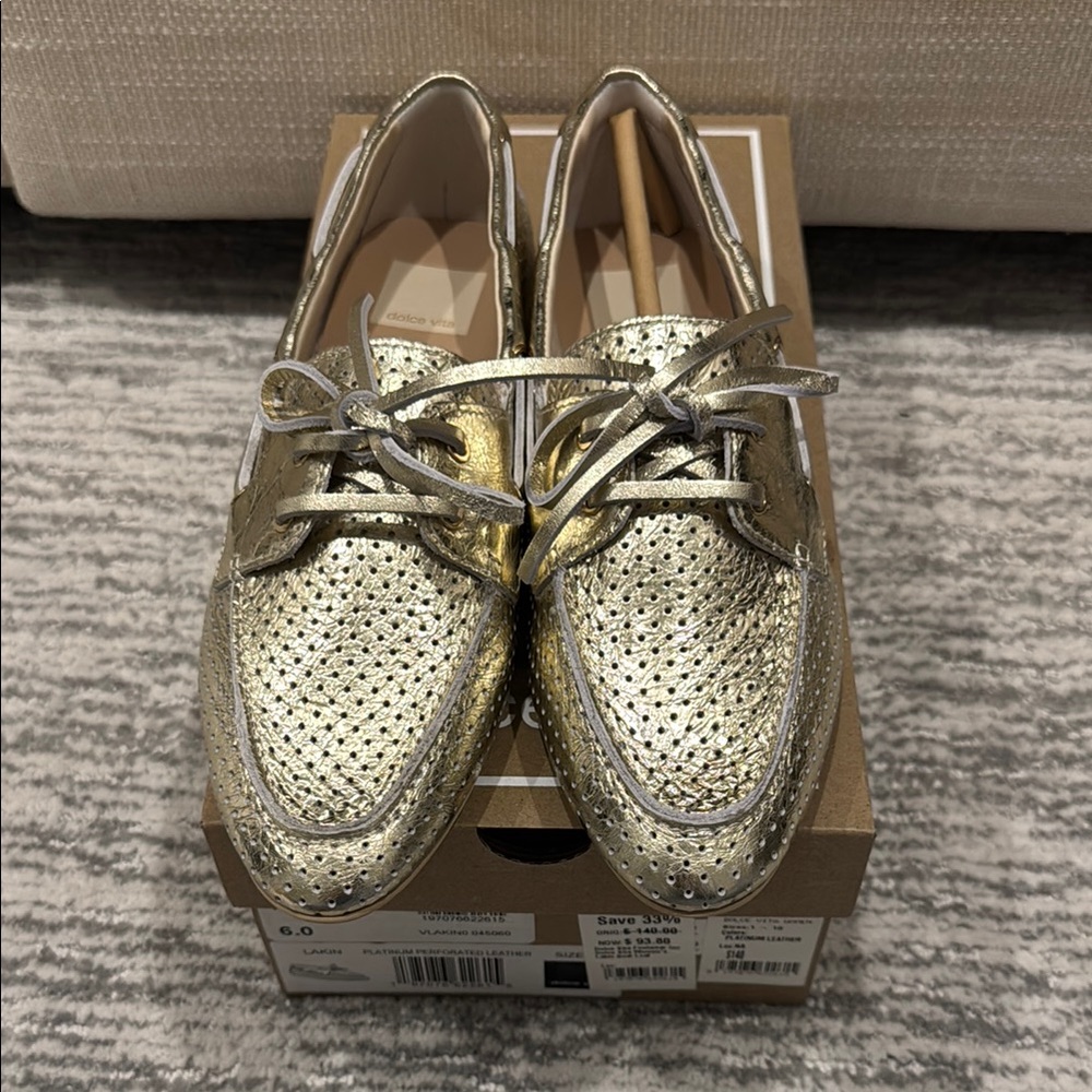 Dolce Vita Lakin Platinum Perforated Leather Women's Shoes